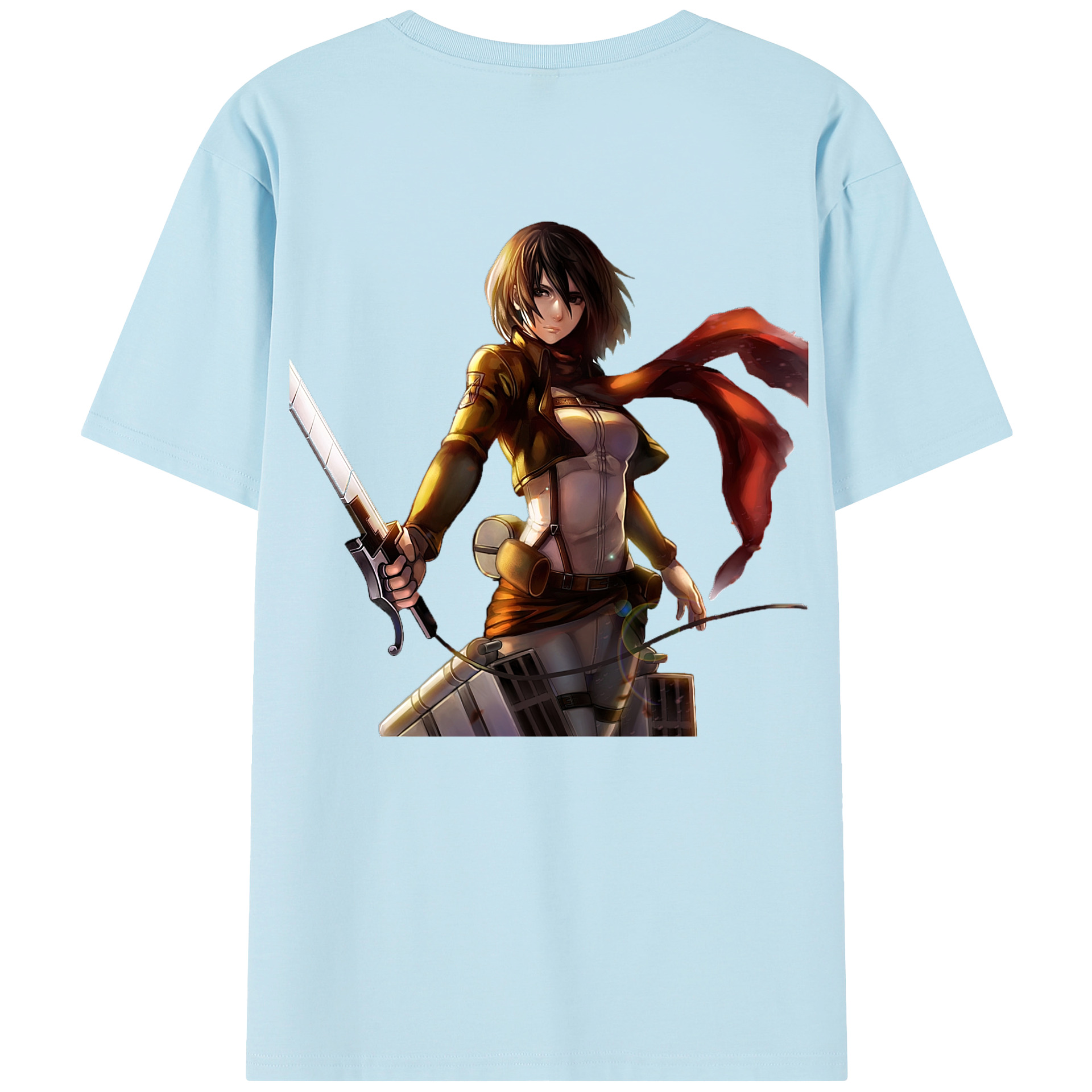 （画像用） 進撃の巨人 ミカサ·アッカーマン Attack on Titan Mikasa Ackerman 綿100％半袖Tシャツ（背面プリント）